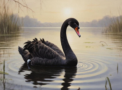 В Херсонской области запечатлели чёрных лебедей