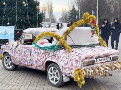 Новогоднюю машину с «волком» за рулём сняли на улице Скадовска